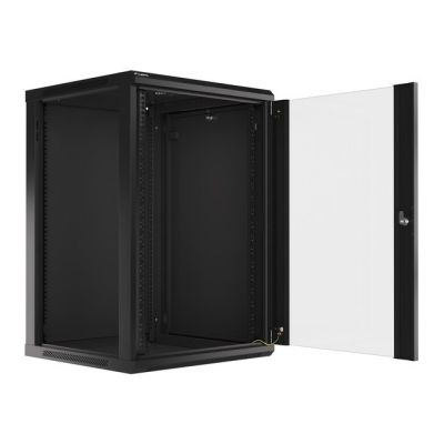 13. Lanberg WF01-6618-10B rack cabinet (18U; 901mm / 600mm / 600 mm; wall-mounted; Glass; 19''; black)