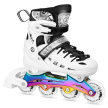 NH10905 4in1 LED WHITE ROLLER SKATES WITH RAINBOW HOCKEY BLADE SIZE M (35-38) NILS EXTREME