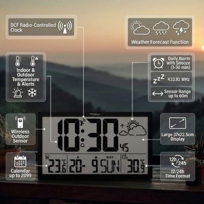 25. GREENBLUE LCD WALL CLOCK EXTRA LARGE, TEMPERATURE, DATE GB218