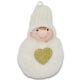 8. DECORATIVE DOLL WITH A HEART 8 CM IN A HAT AND FUR WHITE