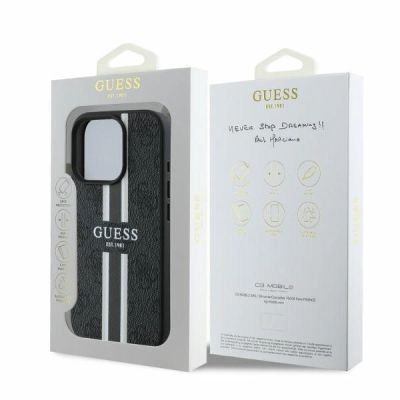 6. Guess 4G Printed Stripes MagSafe case for iPhone 16 Pro Max - black