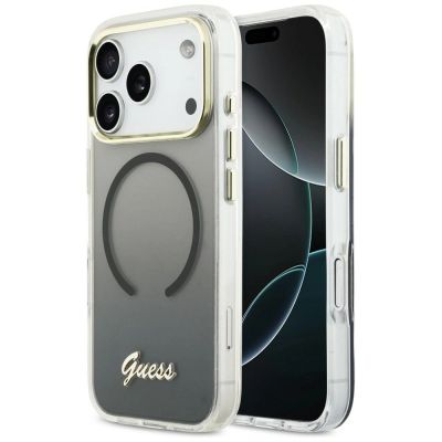 Guess IML Gradient Script Metal MagSafe Case for iPhone 17 Pro - Black