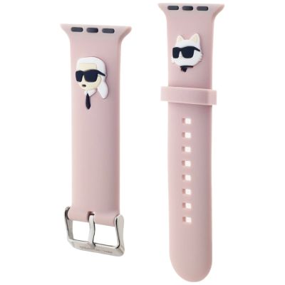 3. Karl Lagerfeld 3D Rubber Karl&Choupette Heads strap for Apple Watch 42/44/45/49mm - pink