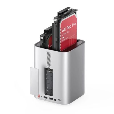 4. Orico MiniTower Docking Station with Hard Drive Bays for up to 56TB - Silver