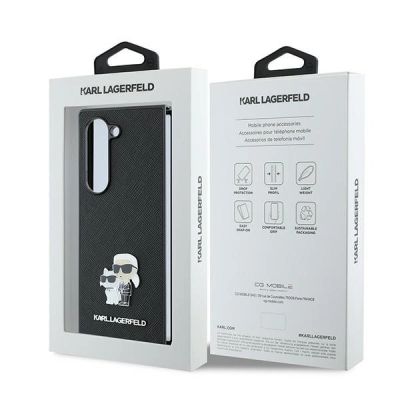 7. Karl Lagerfeld Saffiano Metal Pin Case for Samsung Galaxy Z Fold 6 - Black