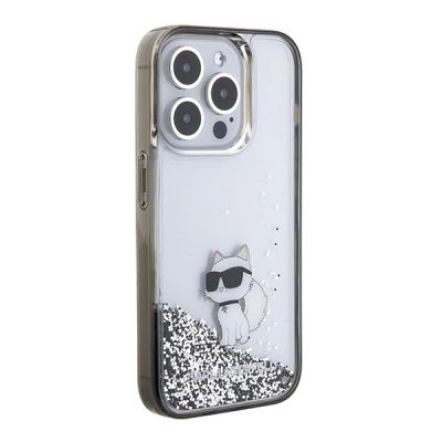 4. Karl Lagerfeld Liquid Glitter Choupette case for iPhone 15 Pro Max - transparent