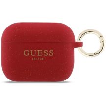 Guess Silicone Glitter Ring Case for AirPods Pro 3 - Red and Glitter