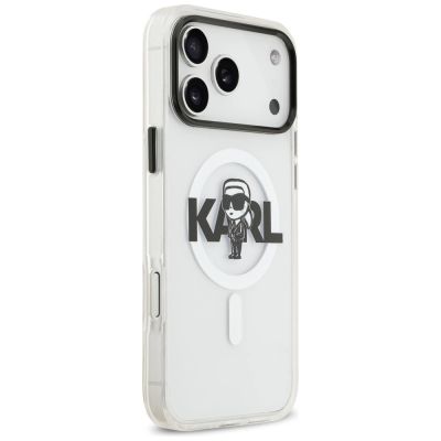 4. Karl Lagerfeld IML Karl Sketch Logo MagSafe Case for iPhone 17 Pro Max - Transparent