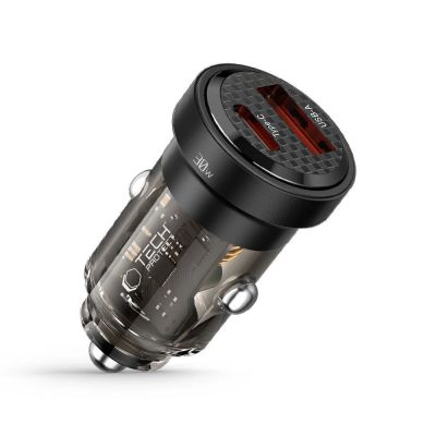 4. Tech-Protect CC30W Car Charger USB-C PD 30W / USB-A QC 3.0 - Black