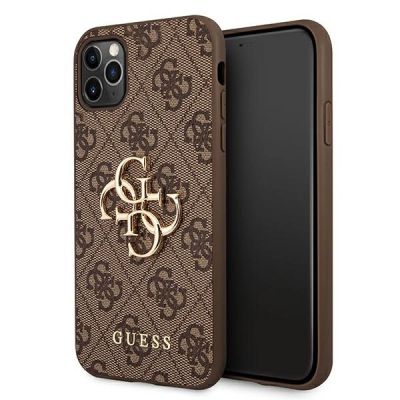 Guess 4G Big Metal Logo Case for iPhone 11 Pro Max - Brown