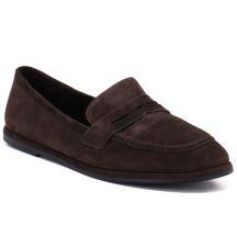Women's Chocolate-Brown Leather Loafers Vinceza 67028