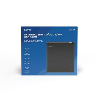 4. SAVIO EXTERNAL SLIM CD/DVD R/RW RECORDER – USB 2.0 AK-43