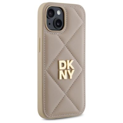 4. DKNY Quilted Stack Logo iPhone 15 Case - Beige