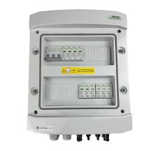 DCAC hermetic IP65 EMITER connection box with Noark 1000V DC surge arrester type 2, 2 x PV string, 2 x MPPT // Noark AC limiter type 2, 10A 3-Ph
