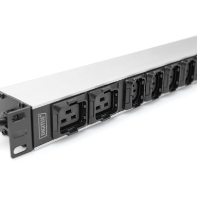 19. Digitus Power strip with aluminum profile, 10 sockets, 2 m power cord, IEC C20 plug