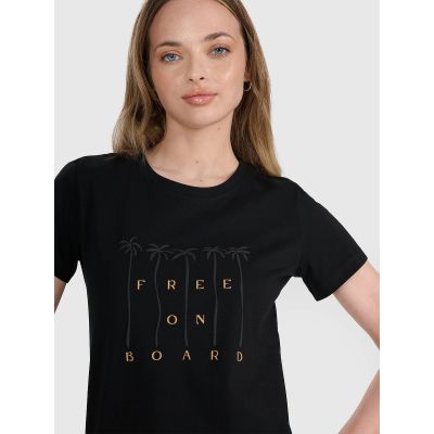 4. Women's regular printed T-shirt 4F 4FRSS25TTSHF3162-20S
