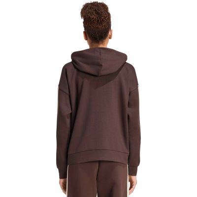 3. Women's adidas Essentials 3-Stripes Full-Zip Fleece Hoodie Brown KX0784
