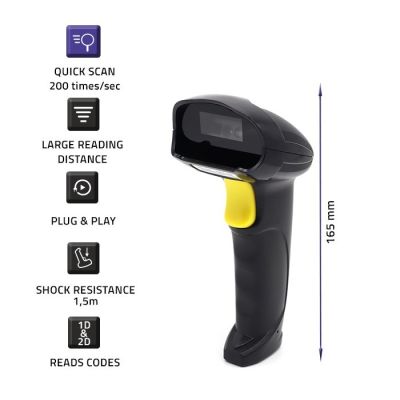 7. QOLTEC LASER BARCODE READER 1D | 2D | BLACK