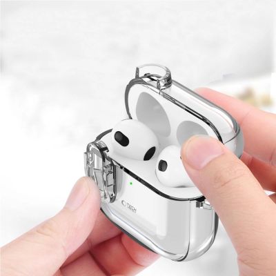 3. Tech-Protect Slim Hook Case for AirPods 4 - Clear