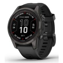 Garmin Fenix 7S Pro 42mm Sapphire Solar Gray Titanium DLC Watch with Black Strap
