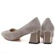 4. Women's leather shoes with a decorative block heel, beige Vinceza 26-66921