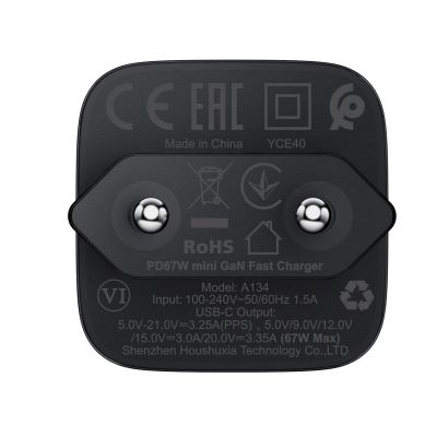 8. Acefast A134 67W GaN USB-C Wall Charger - Black