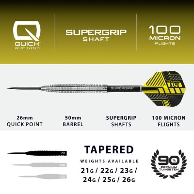 4. Harrows NX-90 Tapered QP darts 90% steeltip