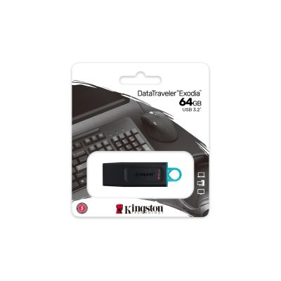 6. KINGSTON FLASH 64GB USB 3.2 Gen 1 DataTraveler Exodia (B+T)