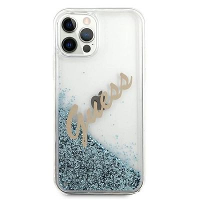 3. Guess GUHCP12LGLVSBL iPhone 12 Pro Max 6.7" blue/blue hardcase Glitter Vintage Script