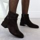 6. Women's leather ankle boots with decorative heel, brown, D&A S.Barski Premium Collection CR52-651