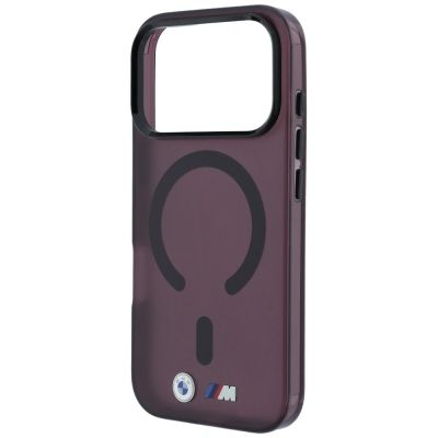 6. BMW M IML Frosted Metal Logo & Trims MagSafe Case for iPhone 17 Pro / 18 Pro - Burgundy