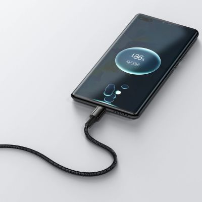 10. Baseus Tungsten Gold USB-A to USB-C Cable 480Mb/s 100W 2m Black (CAWJ000101)