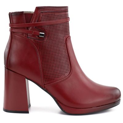 7. Women's insulated high-heeled ankle boots, red, Jezzi FAF125B-2