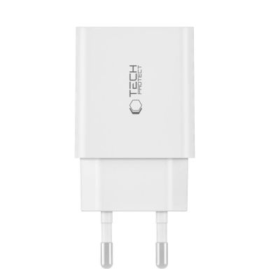 4. Tech-Protect C35W 2x USB-C PD 35W Wall Charger with USB-C / Lightning Cable - White