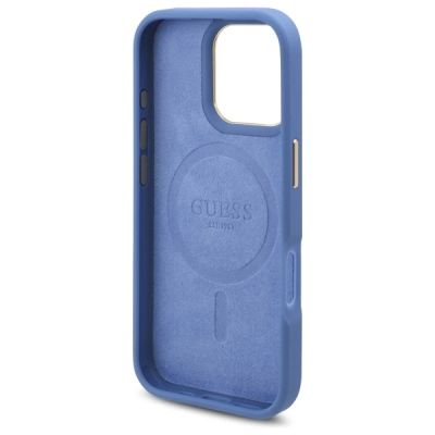 7. Guess 4G Logo Plate MagSafe Case for iPhone 16 Pro Max - Blue