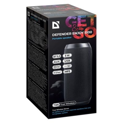 5. DEFENDER SPEAKER ENJOY S100 BLUETOOTH/FM/SD/USB 5W BLACK 65701