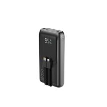 GEMBIRD POWERBANK 20000mAh, 20W FAST CHARGING, LCD DISPLAY, INTEGRATED CABLES, BLACK