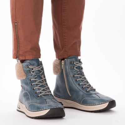 7. Women's insulated ankle boots, blue, Rieker 44530-14