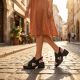 8. Women's leather sandals on a black platform S.Barski 7005