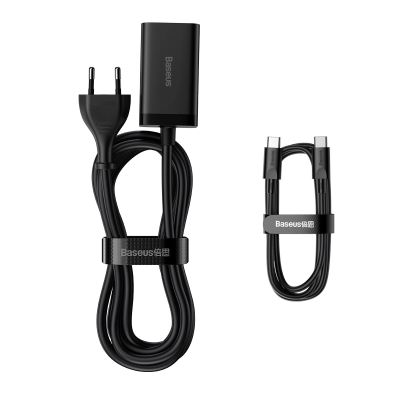 9. Baseus GaN3 Pro fast charger GaN 2 x USB Type C / 2 x USB 65W PD, QC4.0+, AFC, PPS + cable USB Type C - USB Type C 1m black (CCGP040101)