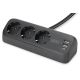 4. Digitus 3-Way Office Power Strip with 2 USB-A and 1 USB-C Ports, Black