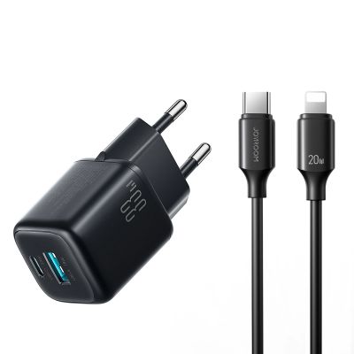 Joyroom JR-TG7 33W USB-A + USB-C wall charger with 30W USB-C - Lightning 1m cable - black