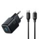 Joyroom JR-TG7 33W USB-A + USB-C wall charger with 30W USB-C - Lightning 1m cable - black