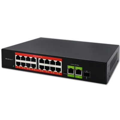 11. Qoltec SWITCH Fast Ethernet PoE Network Switch | 16x RJ45 10/100 Mb/s | 2x RJ45 Uplink 1000 Mb/s | 1x SFP 1000 Mb/s
