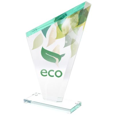 Glass trophy with LuxorJet color print