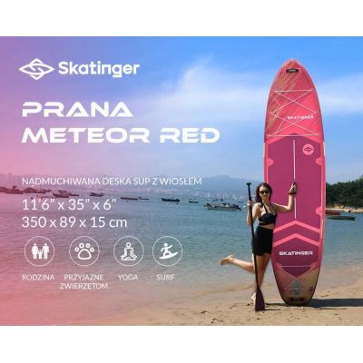 2. SUP SKATINGER board Prana Meteor Red 350x89x15 cm