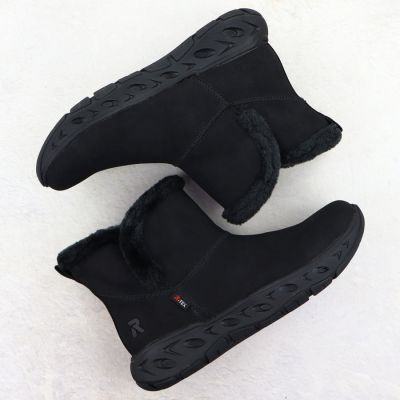 4. Rieker M6554-00 Waterproof Women's Snow Boots with Fur Trim, Black