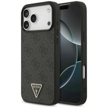 Guess Leather 4G Triangle Strass MagSafe Case for iPhone 17 Pro Max / 18 Pro Max - Black