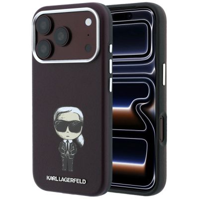 2. Karl Lagerfeld Smooth Ikonik Sketch MagSafe case for iPhone 18 Pro / 17 Pro - burgundy