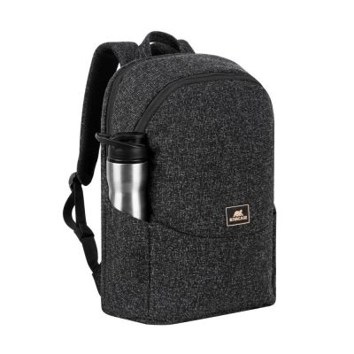 20. RIVACASE Anvik 15.6" laptop backpack, 15L, black, made of waterproof material, pockets for a 10.5" tablet, smartphone, documents, accessories, bottle